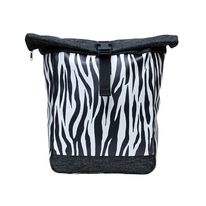 IKURI Kombi Fahrradtasche Rucksack Zebra – wasserdicht, 13–21 l, Klickfix, handgefertigt