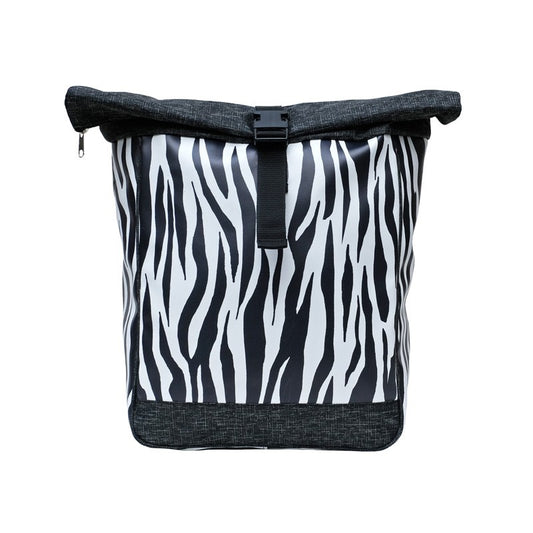 IKURI Kombi Fahrradtasche Rucksack Zebra – wasserdicht, 13–21 l, Klickfix, handgefertigt