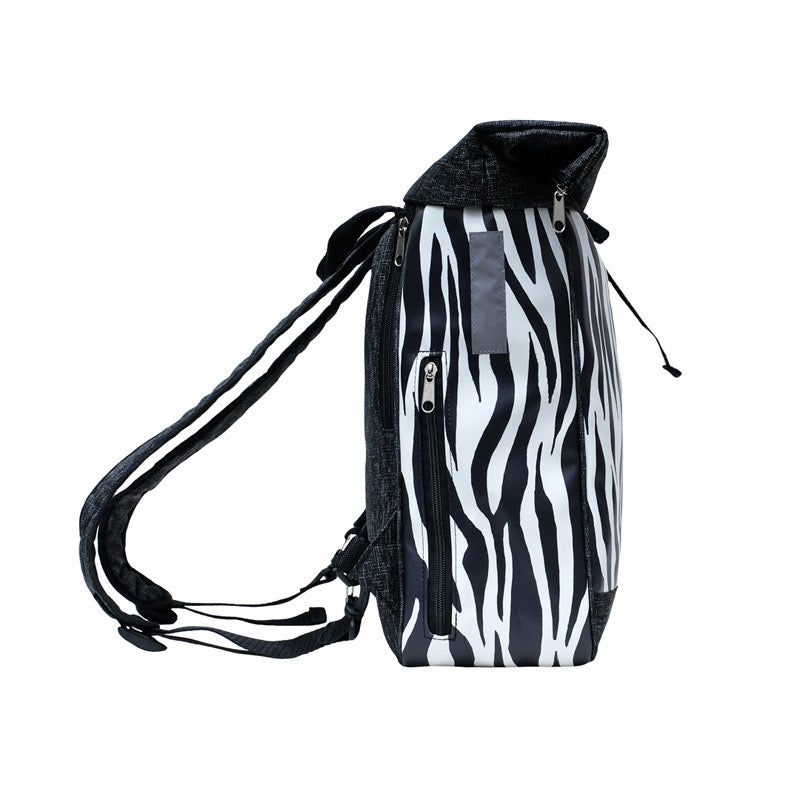 IKURI Kombi Fahrradtasche Rucksack Zebra – wasserdicht, 13–21 l, Klickfix, handgefertigt