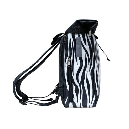 IKURI Kombi Fahrradtasche Rucksack Zebra – wasserdicht, 13–21 l, Klickfix, handgefertigt
