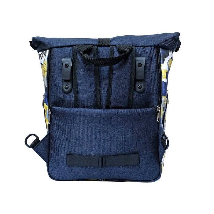 IKURI Fahrradtasche / Rucksack KOMBI aus Wachstuch - Gepäcktasche Wasserdicht Bike Design Azucena