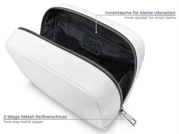 Kosmetiktasche MIRA Ivory White unsere trendige Beauty-Bag von PURE Leder-Studio München