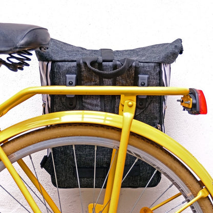 IKURI Kombi Fahrradtasche Rucksack Zebra – wasserdicht, 13–21 l, Klickfix, handgefertigt