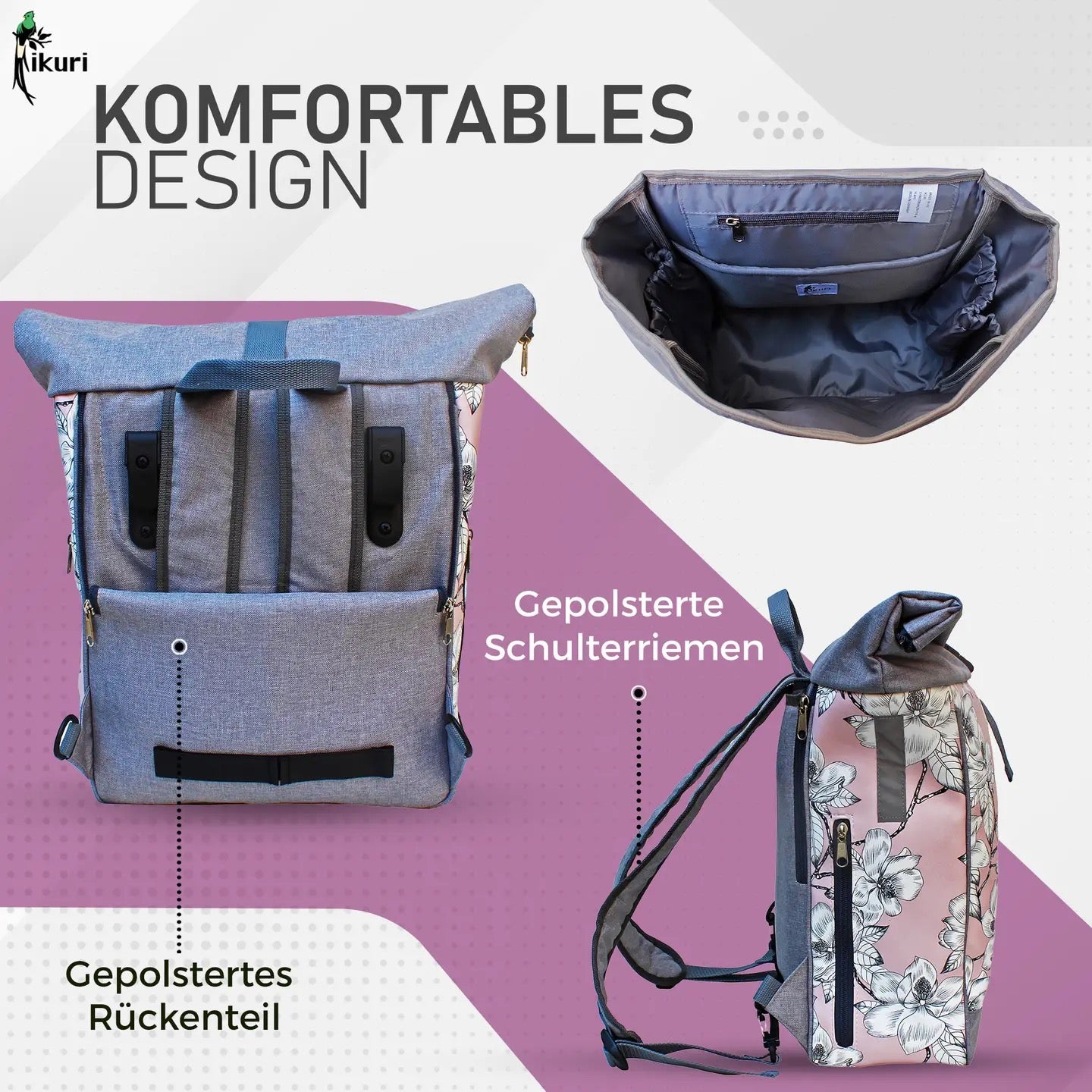 Kombi Fahrradtasche/Rucksack Magnolia