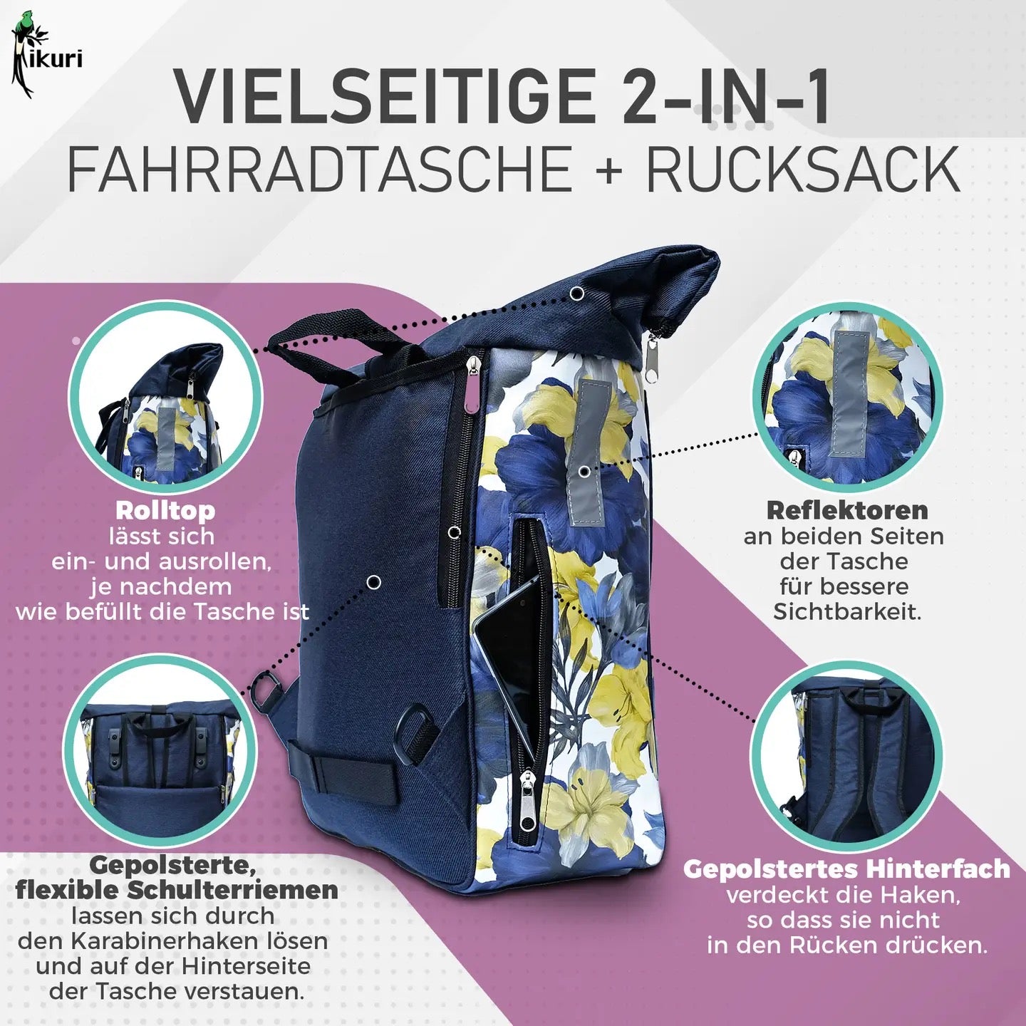 Kombi Fahrradtasche/Rucksack Azucena