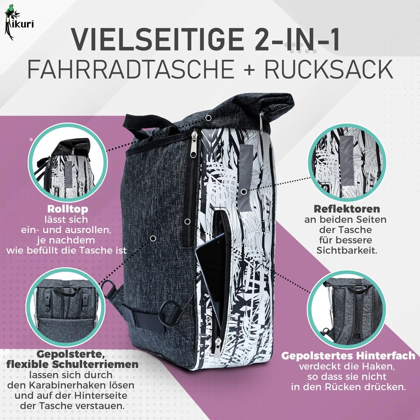 Kombi Fahrradtasche/Rucksack Palmeras