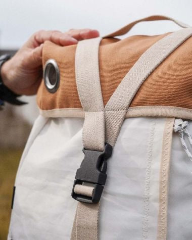 Fahrradtasche - Rucksack Biky Blau und kamelfarben