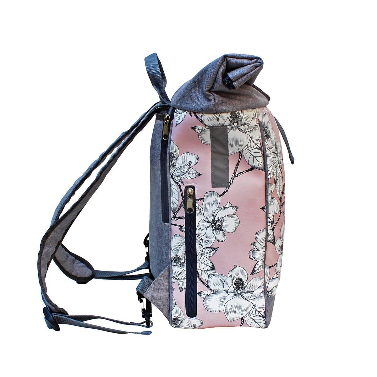 IKURI Fahrradtasche / Rucksack KOMBI aus Wachstuch - Gepäcktasche Wasserdicht Bike Design Magnolia