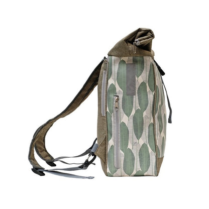 IKURI Kombi Fahrradtasche Rucksack Banana Leafs – wasserdicht, 13–21 l, Klickfix, handgefertigt