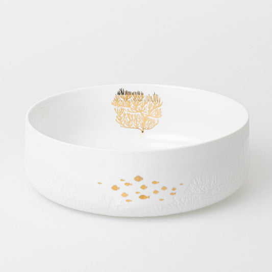 UNTERWASSERWELT Schale FISCHE von Räder-Design aus weißem und matten Porzellan mit goldenem Decal