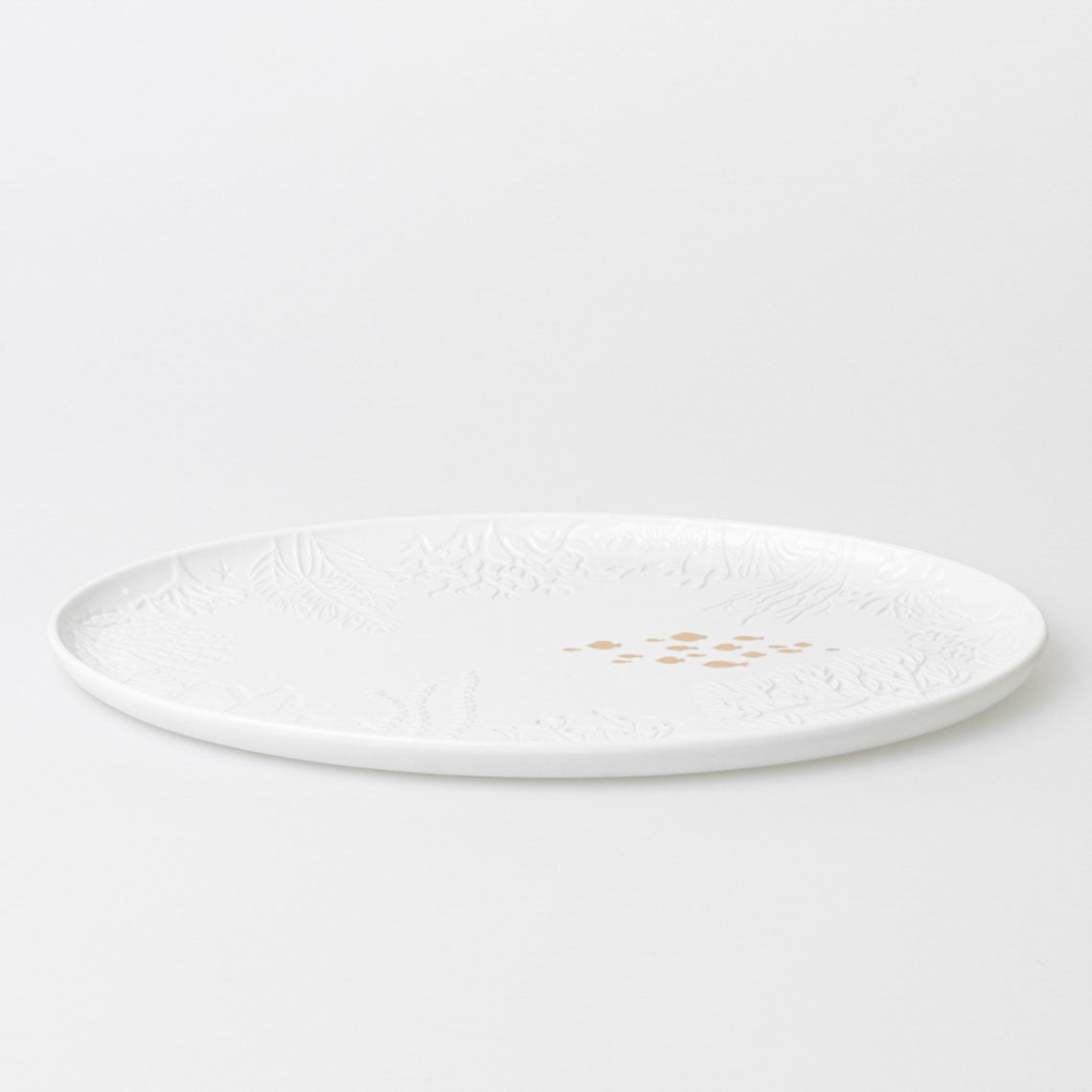 UNTERWASSERWELT Servierteller, Servierplatte FISCHE von Räder-Design aus weißem und matten Porzellan mit goldenem Decal