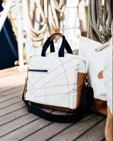 727 Sailbags Businesstasche Belem Tasche Leder * recycelte Segel * Null Abfall Ziel - HOLE-X-WORLD