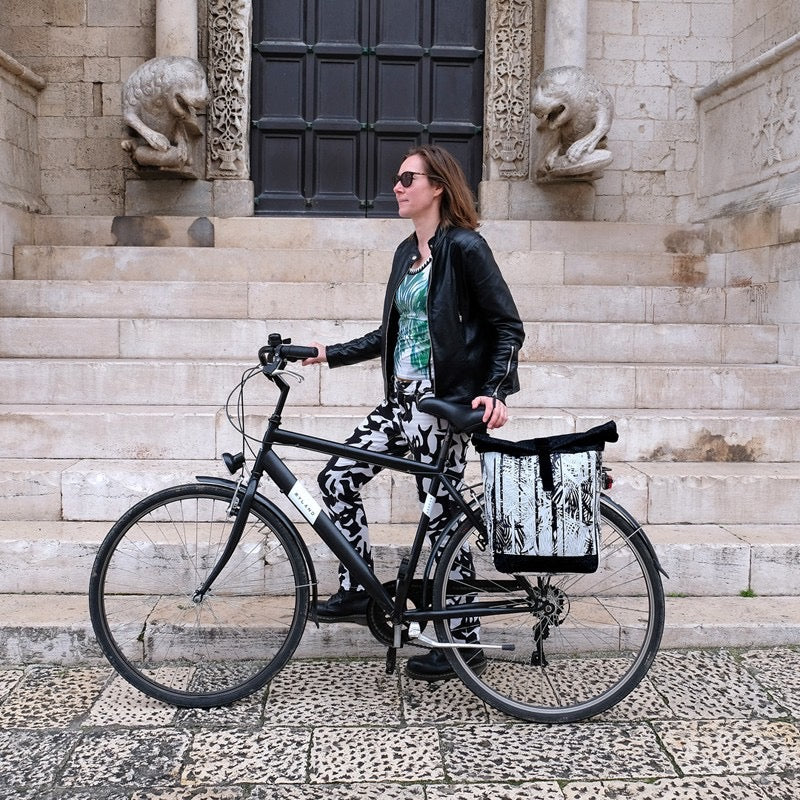 IKURI Kombi Fahrradtasche Rucksack Palmeras – wasserdicht, 15 l, Klickfix, handgefertigt