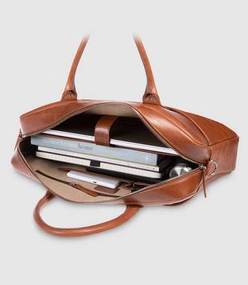 Laptoptasche NAOS Aktentasche Cognac Rindsleder edles Design von PURE Leder-Studio München