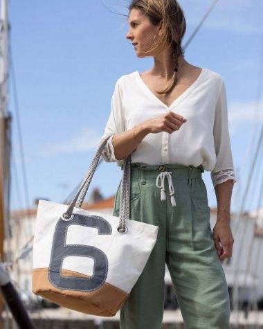 727 Sailbags Handtasche Sandy  N°6 * CARAMEL * 100 % recycelte Segel * Null Abfall Ziel * handgemacht - HOLE-X