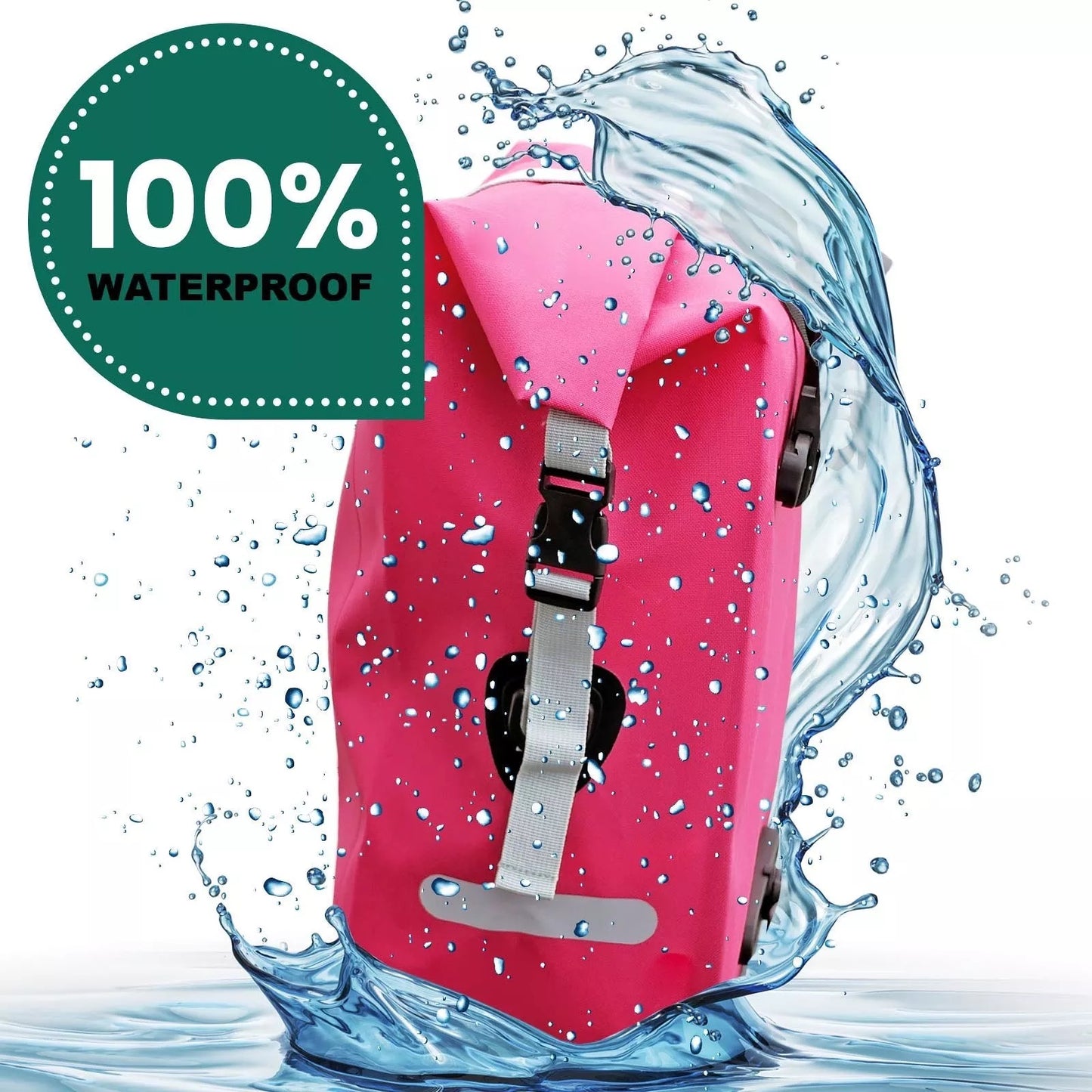 Fahrradtasche für Gepäckträger, 100% wasserdicht, pink, "Wegbereiter" von Bomence
