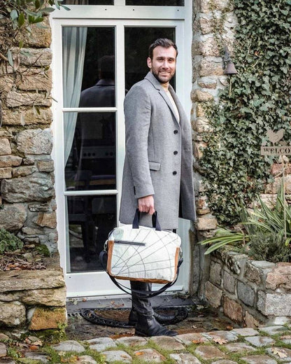 727 Sailbags Businesstasche Belem Tasche Leder * recycelte Segel * Null Abfall Ziel - HOLE-X