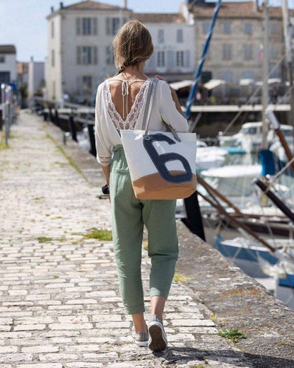 727 Sailbags Handtasche Sandy  N°6 * CARAMEL * 100 % recycelte Segel * Null Abfall Ziel * handgemacht - HOLE-X