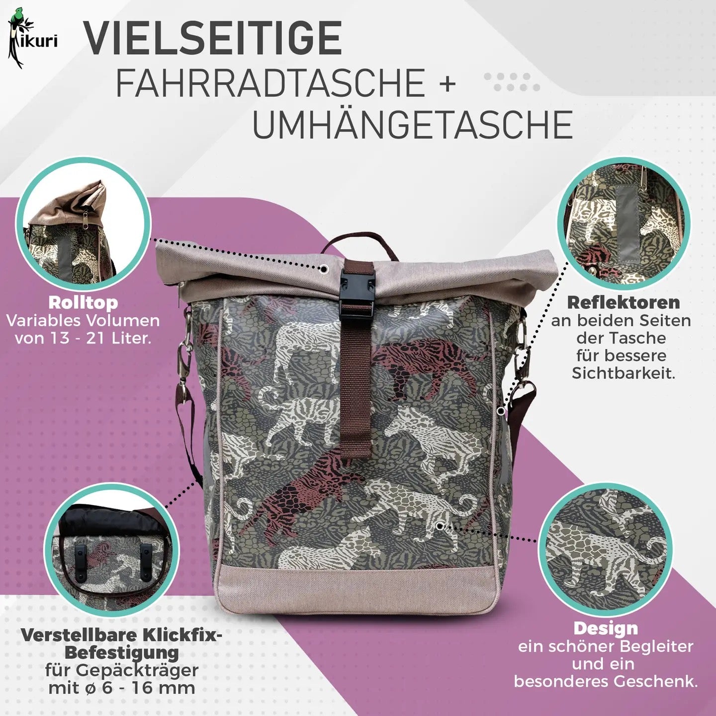 Fahrradtasche Animals