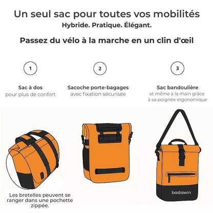 Anna 2-in-1-27L Oranger Fahrradrucksack von Badawin
