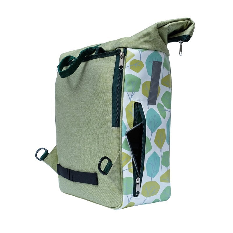 IKURI Kombi Fahrradtasche Rucksack Bosque – wasserdicht, 13–21 l, Klickfix, handgefertigt