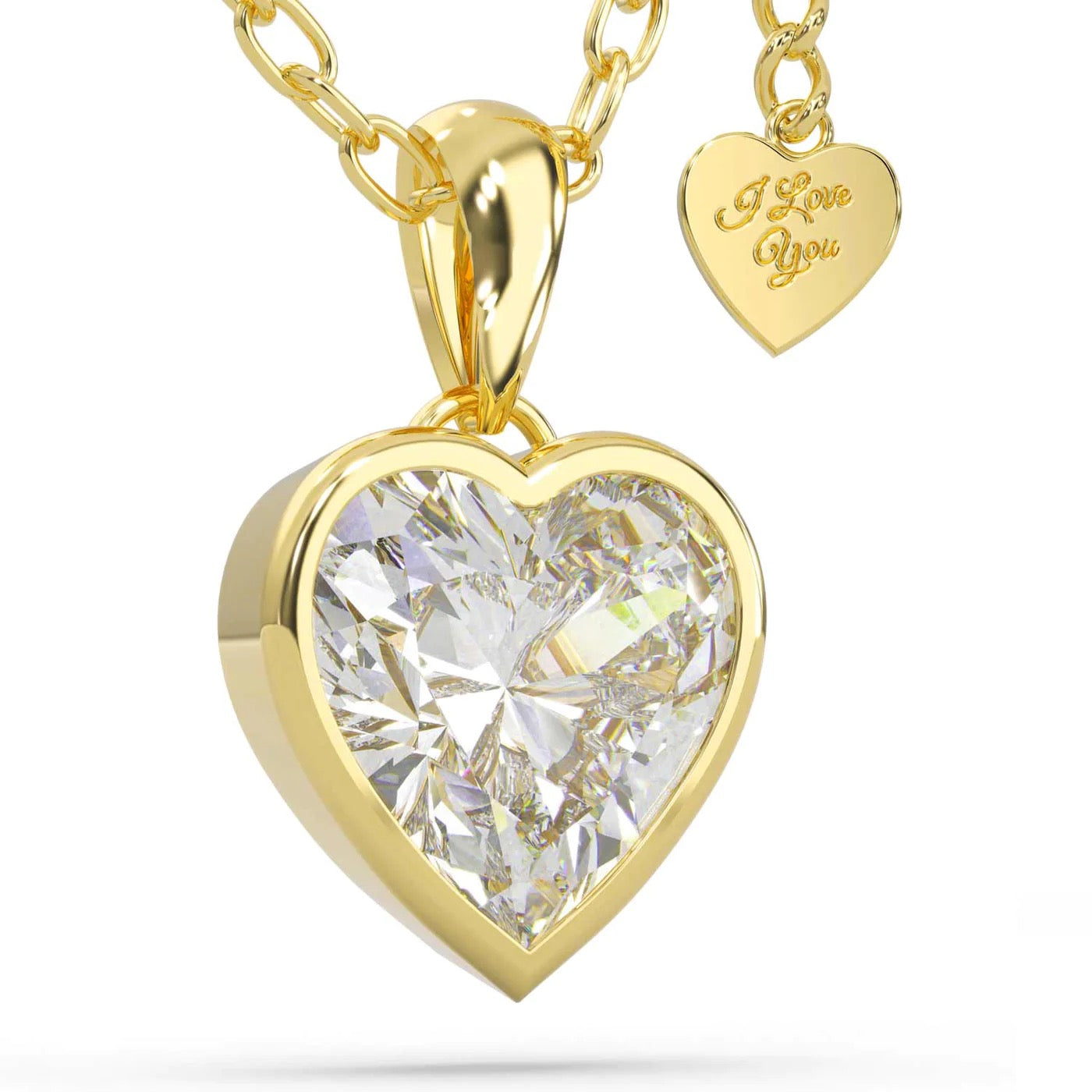 Halskette "LOVE" in GOLD aus 925 Sterlingsilber mit Zirkonia Stein und stabiler Kette - HOLE-X-WORLD