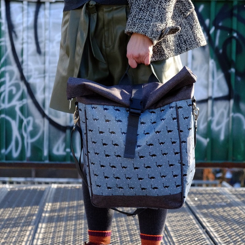 IKURI Fahrradtasche Avestruz – einseitig, wasserdicht, 13–21 l, Klickfix, handgefertigt