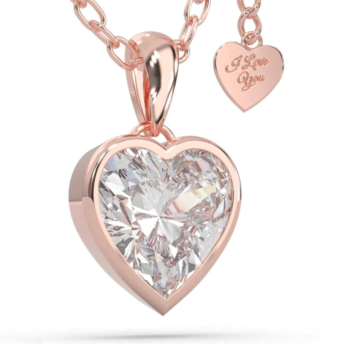 Halskette "LOVE" in ROSEGOLD aus 925 Sterlingsilber mit Zirkonia Stein und stabiler Kette - HOLE-X-WORLD