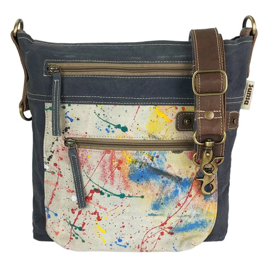 Sunsa Damen Umhängetasche. Canvas Crossbody Tasche. Crossover Bag mit Abstrakt Design.