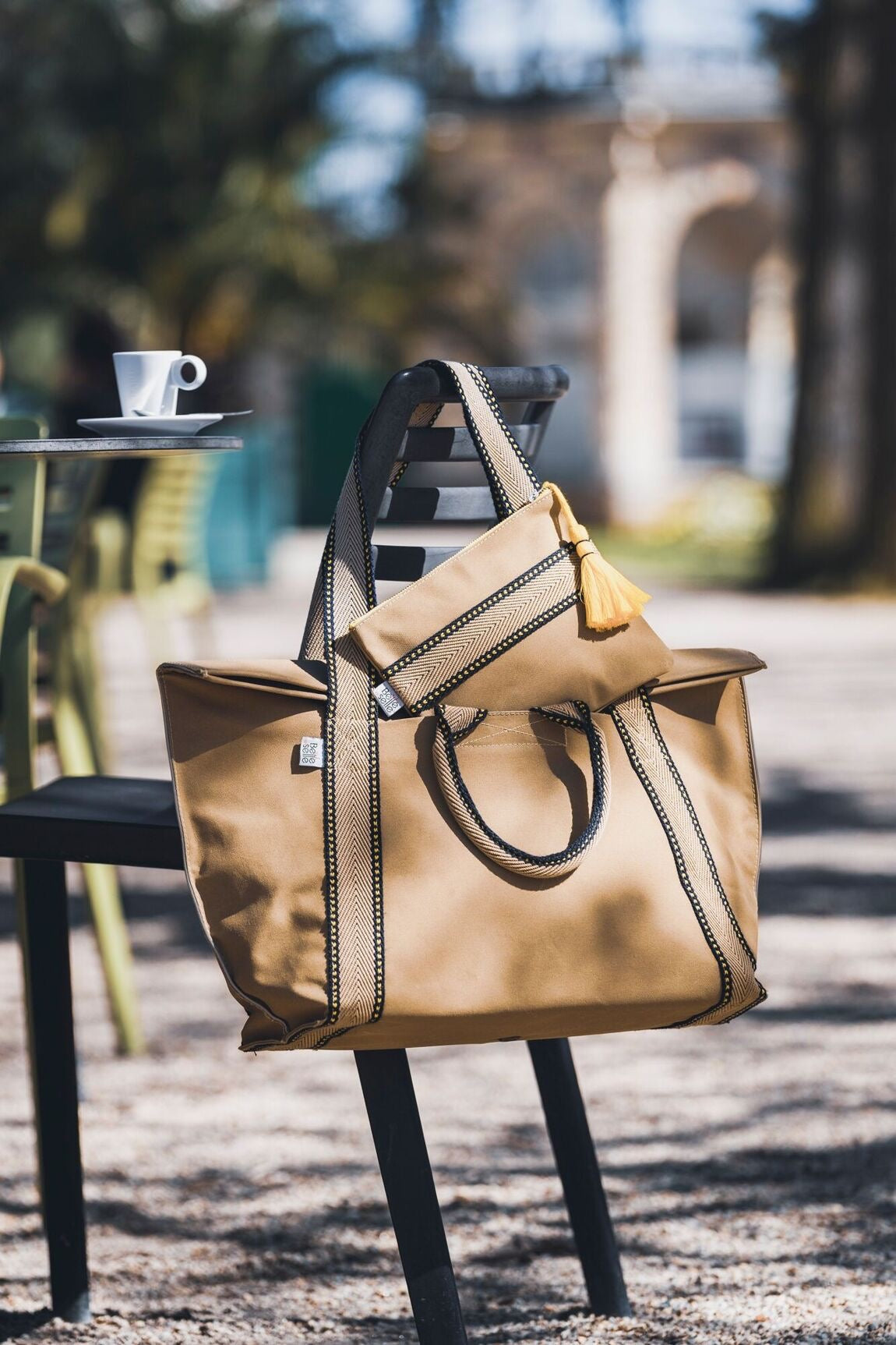 Belle en Selle DEMOISELLE Tasche  – BEIGE & GELB - elegante Tasche, die die Etincelle-Tasche vervollständigt
