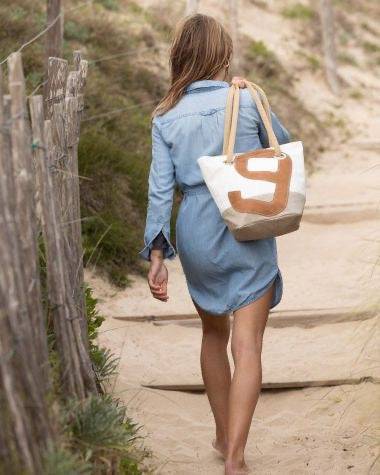 727 Sailbags Handtasche Legende N°9 Leinen und Leder * 100 % recycelte Segel * Null Abfall Ziel - HOLE-X