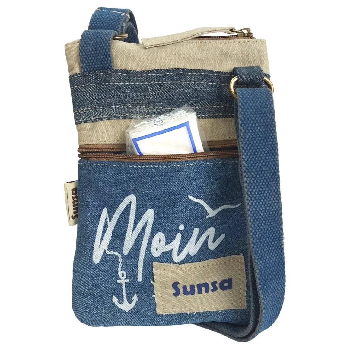 Sunsa Damen Umhängetasche. Schultertasche in Maritim Stil. Handtasche aus Canvas ( Segeltuch). kleine Crossbody Tasche für Frauen. - HOLE-X-WORLD