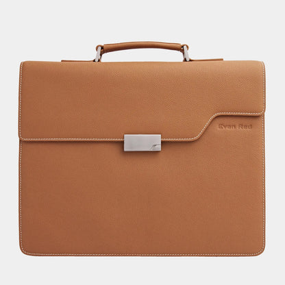 Amsterdam Aktentasche Tan Camel aus hochwertigem, genarbtem Leder handgefertigt - HOLE-X-WORLD