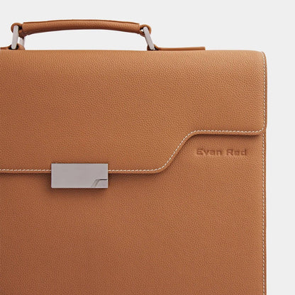 Amsterdam Aktentasche Tan Camel aus hochwertigem, genarbtem Leder handgefertigt - HOLE-X-WORLD