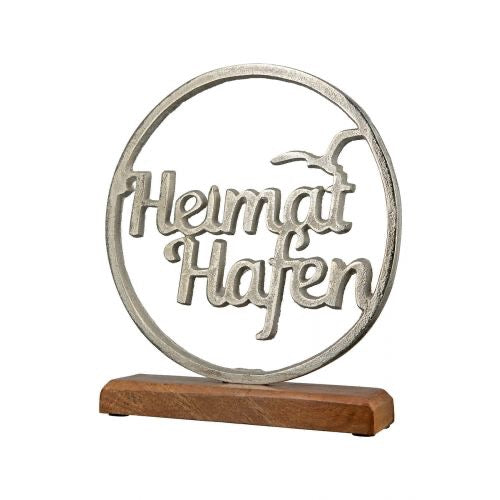 Statue Skulptur Holz mit Aluminium "Heimathafen" maritim handgemacht - HOLE-X-WORLD