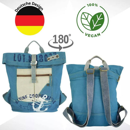 Sunsa Rucksack. Vegan Backpack aus Canvas ( Segeltuch). Großer Freizeit Cityrucksack. Daypack Tasche für Damen. A4 geignet. - HOLE-X-WORLD