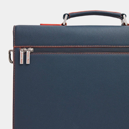 Amsterdam Aktentasche Petrol Blue aus hochwertigem, genarbtem Leder handgefertigt - HOLE-X-WORLD