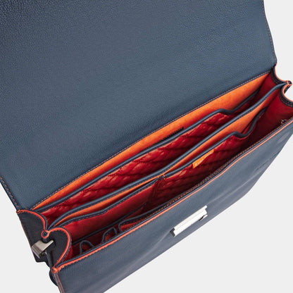 Amsterdam Aktentasche Petrol Blue aus hochwertigem, genarbtem Leder handgefertigt - HOLE-X-WORLD