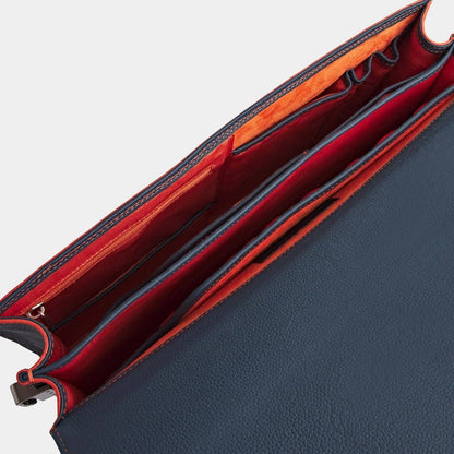 Amsterdam Aktentasche Petrol Blue aus hochwertigem, genarbtem Leder handgefertigt - HOLE-X-WORLD