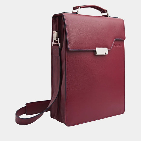 London Rucksack Deep Red aus hochwertigem, genarbtem Leder handgefertigt