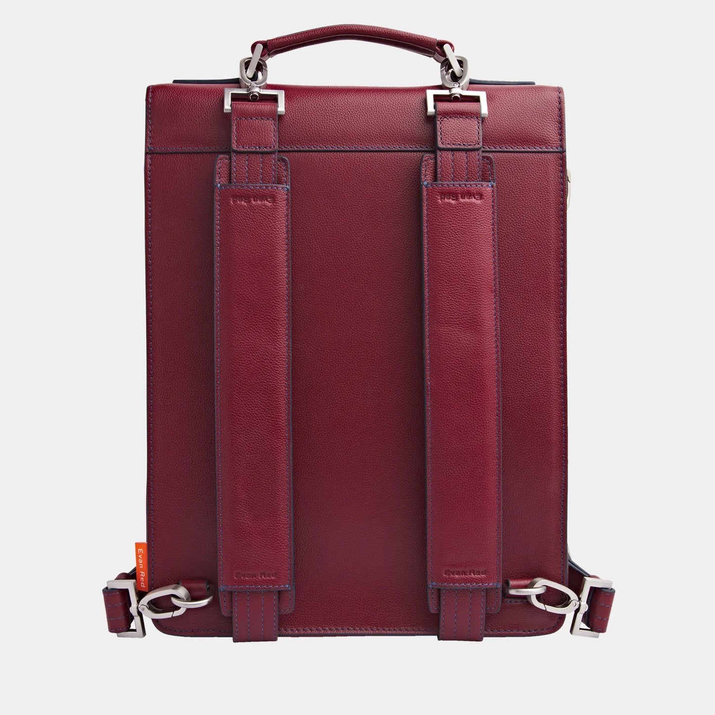 London Rucksack Deep Red aus hochwertigem, genarbtem Leder handgefertigt