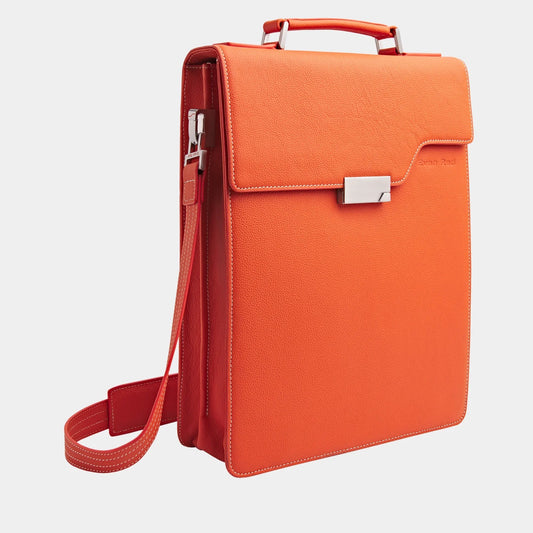 London Rucksack Dutch Orange aus hochwertigem, genarbtem Leder handgefertigt