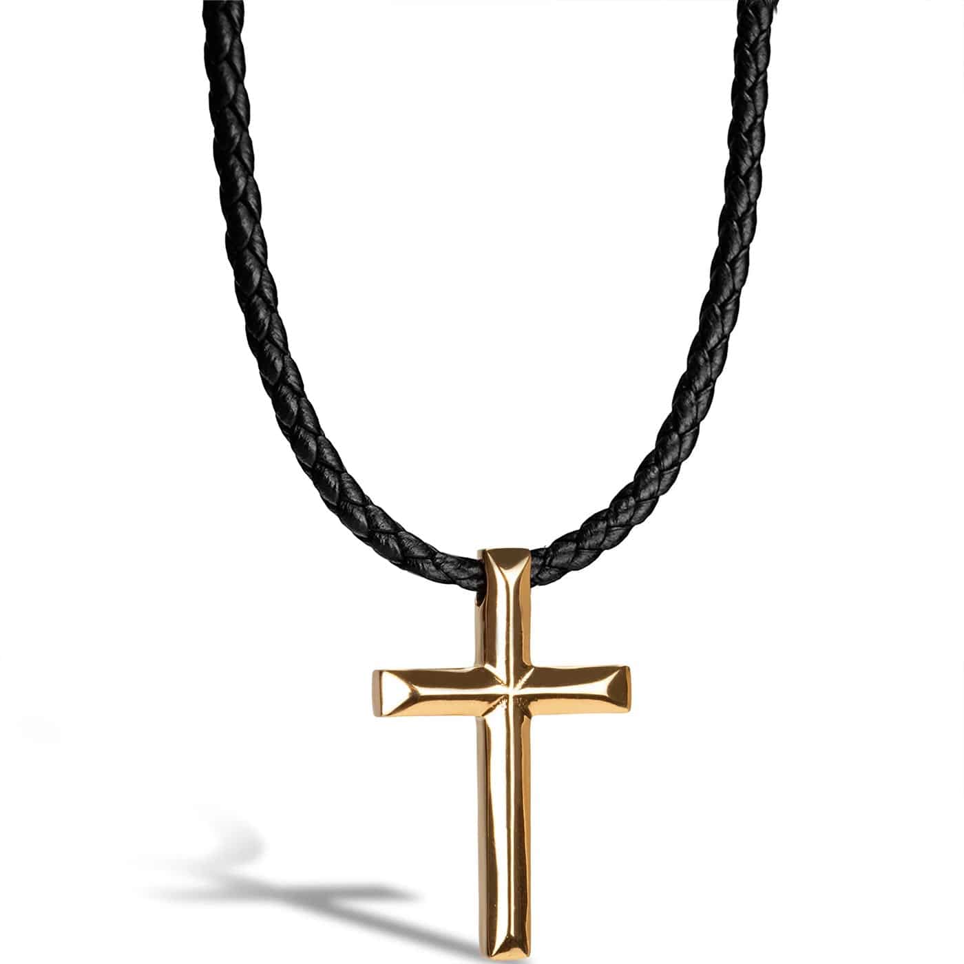 Lederhalskette „Kreuz" - aus poliertem Edelstahl ist er ein echter Hingucker und Ausdruck deines Stils - GOLD