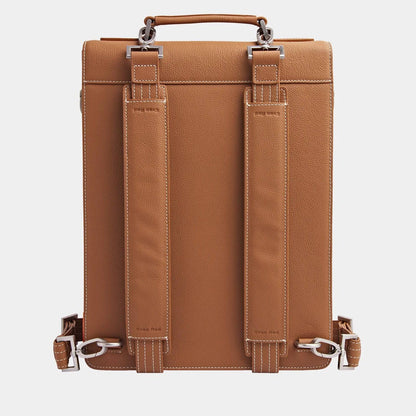 London Rucksack Tan Camel aus hochwertigem, genarbtem Leder handgefertigt - HOLE-X-WORLD