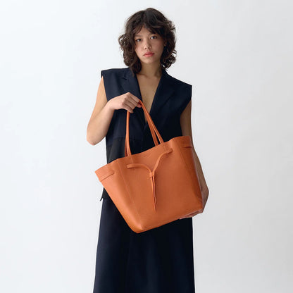 SHOPPER RAW - CHI CHI FAN - hochwertiger Shopper aus italienischem Rindsleder - Farboption orange
