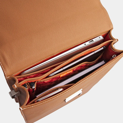 London Rucksack Tan Camel aus hochwertigem, genarbtem Leder handgefertigt - HOLE-X-WORLD