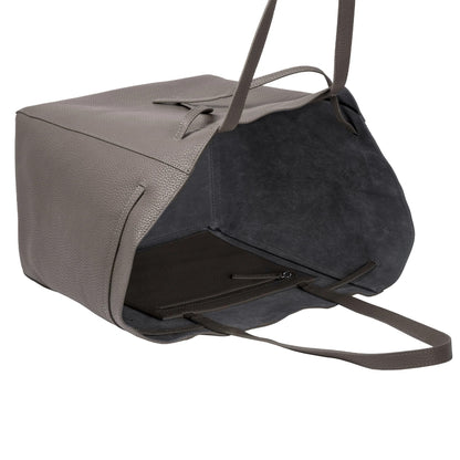 SHOPPER RAW - CHI CHI FAN - hochwertiger Shopper aus italienischem Rindsleder - Graphit - Ansicht Innenraum mit kleiner Reißverschlusstasche