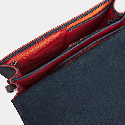 London Rucksack Petrol Blue aus hochwertigem, genarbtem Leder handgefertigt - HOLE-X-WORLD