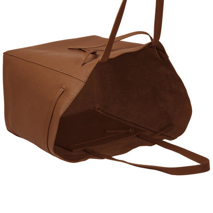 SHOPPER RAW - CHI CHI FAN - hochwertiger Shopper aus italienischem Rindsleder - caramel - Ansicht Innenraum mit kleiner Reißverschlusstasche