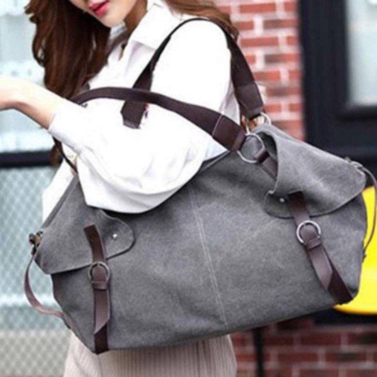 AnBeck Damen Handtasche Canvas Schultertasche - in grau oder braun - stilvoll und funktional! - HOLE-X-WORLD